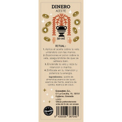 Aceite ritual elaborado con almendras, esencias de laurel, menta, canela y clavol. Ideal para ungir velas y facilitar la adhesi
