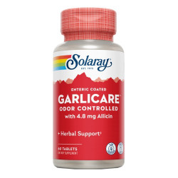 Garlicare-60 comprimidos. Sin olor. Apto para veganos
Contenido medio (por comprimido)
Ajo (bulbo de Allium sativum)

400
