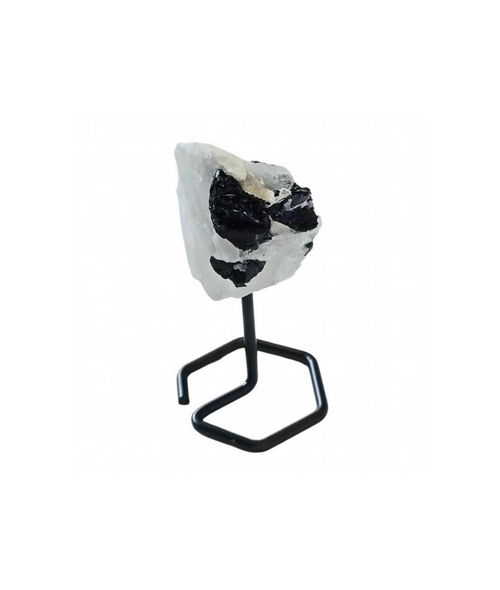 Cuarzo con Turmalina Negra en base de metal de 4mm de grosor.

Origen: Brasil

Altura: 12 cm aprox.
