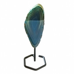 Chapa de Ágata Teal (verde azulado) sobre base de metal de 4mm de grosor.

Origen: Brasil

Altura: 14 cm aprox.