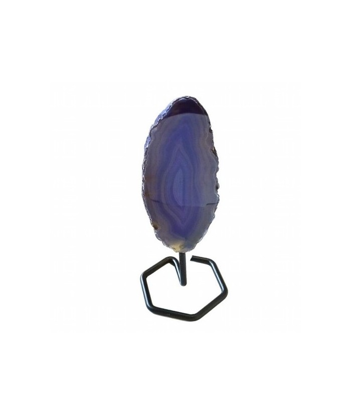 Chapa de Ágata Lila sobre base de metal de 4mm de grosor.

Origen: Brasil

Altura: 14 cm aprox.