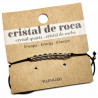 Pulsera de bolas de Cristal de Roca de 4mm en hilo negro ajustable.

Tarjeta exclusiva en 3 idiomas.