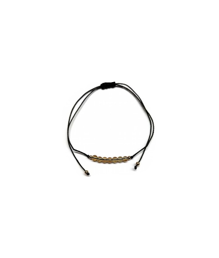 KU.PULSERA CITRINO HILO NEGRO BOLA 4 MM.