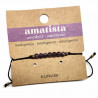 Pulsera de bolas de Amatista de 4mm en hilo negro ajustable.

Tarjeta exclusiva en 3 idiomas.