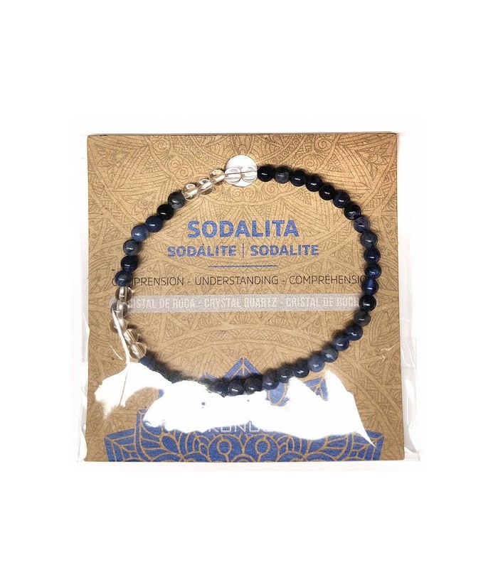 Pulsera de Sodalita y Cristal de Roca en bolas de 4mm.

En goma elástica.

Tarjeta exclusiva en 3 idiomas.