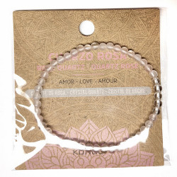 Pulsera de Cuarzo Rosa y Cristal de Roca en bolas de 4mm.

En goma elástica.

Tarjeta exclusiva en 3 idiomas