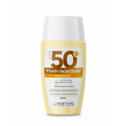 Fluido Solar Facial FPS50+ de Natysal ofrece una protección ultaligera para ti piel. Su fórmula enriquecida con antioxidantes c