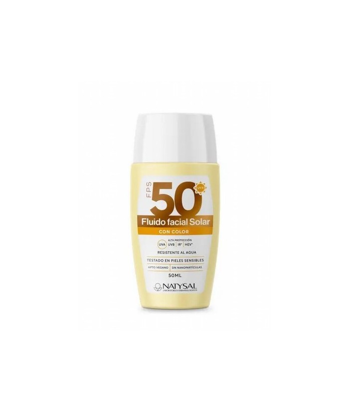 Fluido Solar Facial FPS50+ de Natysal ofrece una protección ultaligera para ti piel. Su fórmula enriquecida con antioxidantes c