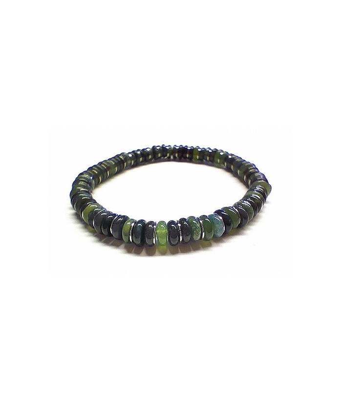 Pulsera de hombre de Ágata Musgo (6mm).

En goma elástica.