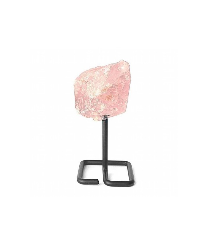 Cuarzo Rosa en pie metálico.

Altura total: 12 cm. aprox.

Peso de las piezas: 200g aprox.