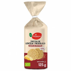 TORTITAS DE LENTEJAS Y PATATA BIO, 125 g
Ref. 019212

Ingredientes: harina de lentejas* 50%, fécula de patata* y harina de p