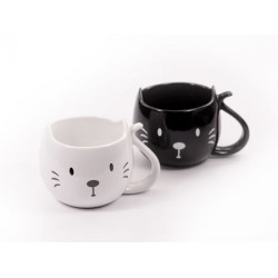 Las simpáticas orejas de gato en el borde convierten a esta encantadora taza de cerámica en un elemento único. Además, este art