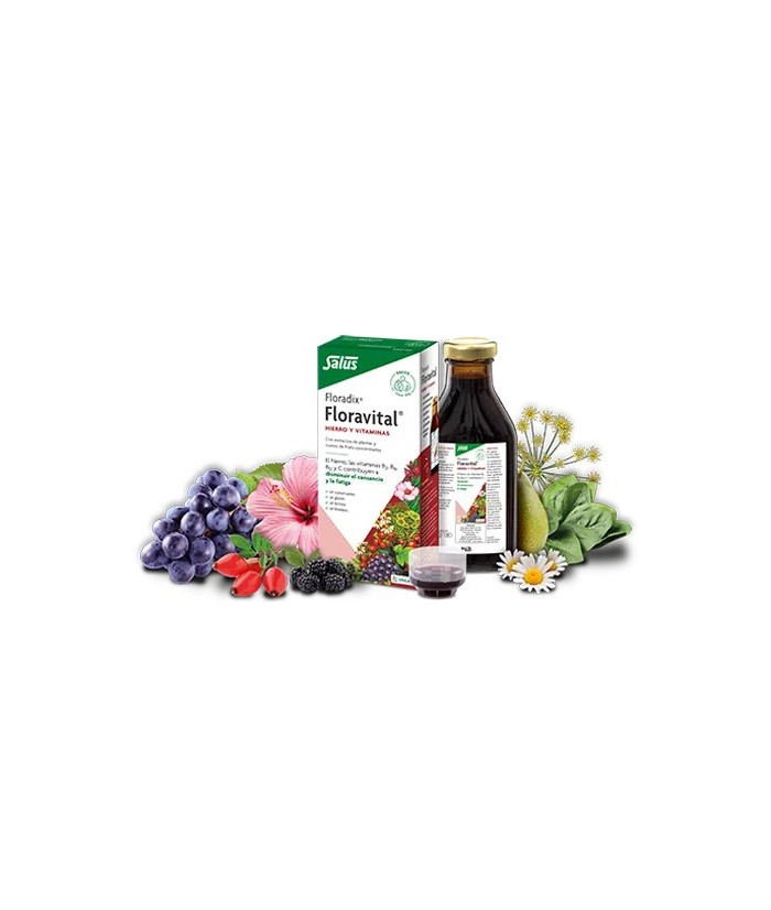 Floradix-Floravital
HIERRO Y VITAMINAS
El hierro y las vitaminas B2, B6, B12 y C contribuyen a disminuir el cansancio y la fa
