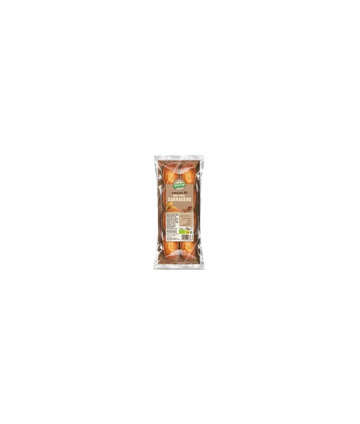 Ingredientes: HUEVOS enteros*, harina de trigo sarraceno* (31%), azúcar moreno de caña de comercio justo*, aceite de girasol ol