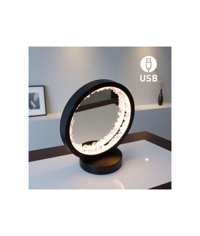 Lámpara de mesa/escritorio redonda y negra de Amatista con función espejo.

Iluminación LED fácil y rápida mediante cable USB