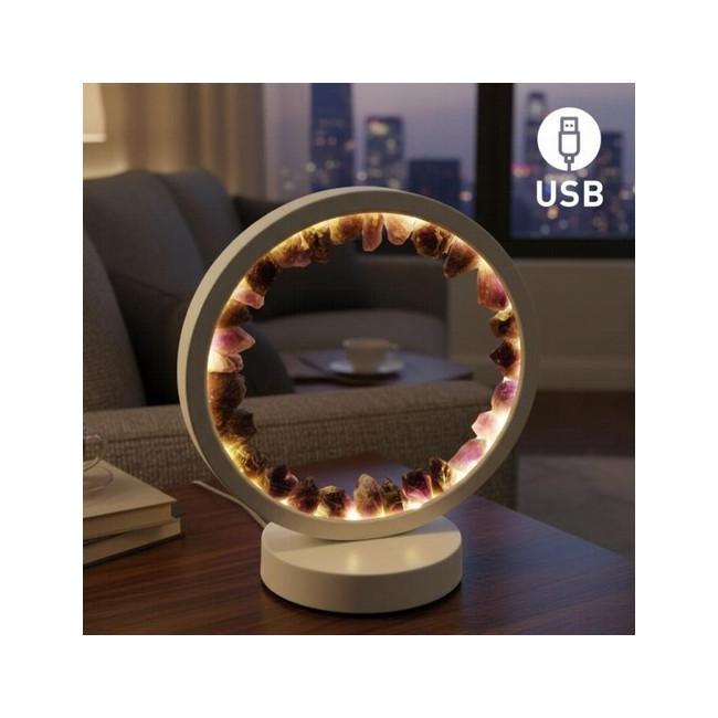 Lámpara de mesa/escritorio redonda de Amatista en color blanco.

Iluminación LED fácil y rápida mediante cable USB.

Esta l