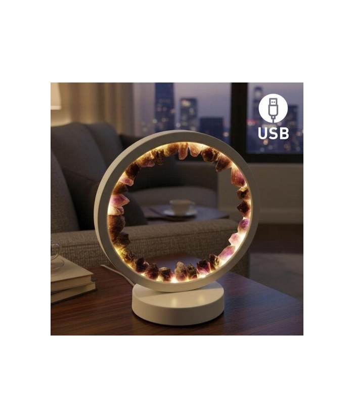 Lámpara de mesa/escritorio redonda de Amatista en color blanco.

Iluminación LED fácil y rápida mediante cable USB.

Esta l