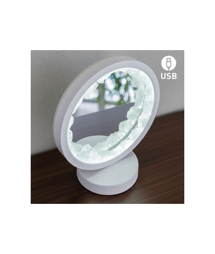 Lámpara de mesa redonda y blanca de Cristal de Roca con función espejo.

Iluminación LED fácil y rápida mediante cable USB.

