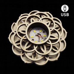 

Base de Madera 6 Led Blanca USB con el símbolo de la Flor de la Vida.

Incluye cable USB

No incluye adaptador de corri