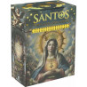 Caja que contiene 40 estampas de santos del cristianismo, representados en hermosas obras pictóricas, además de un libro de 80 