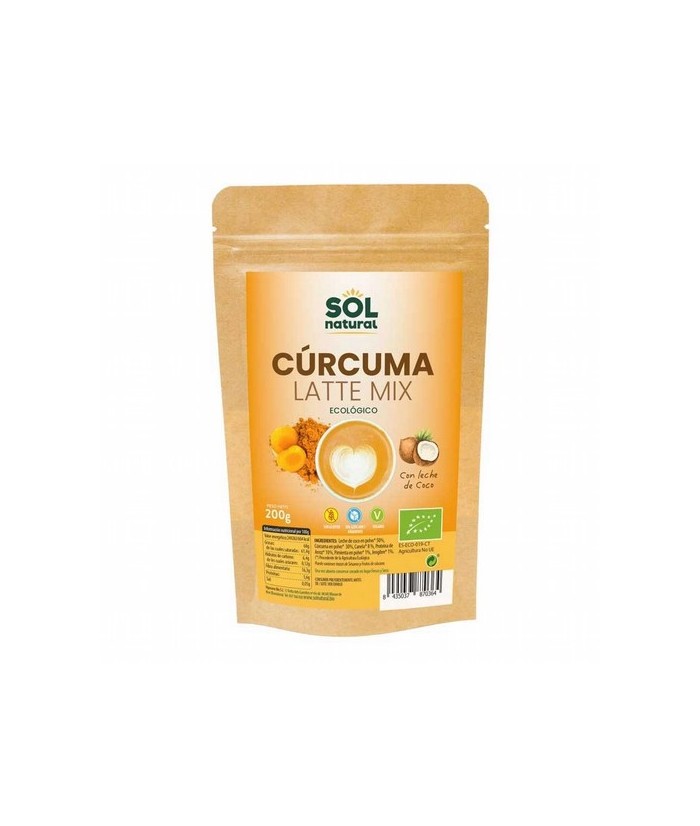 CURCUMA LATTE MIX BIO 200G SOL NATURAL
Preparado de cúrcuma en polvo con leche de coco, para la preparación del novedoso Curcu