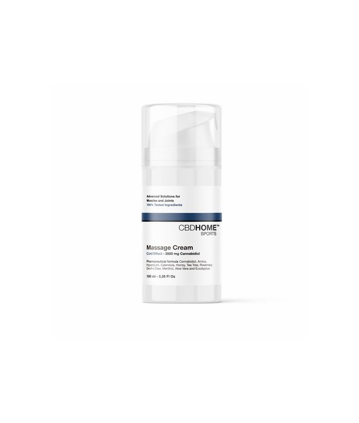 Esta Crema de Masaje Efecto Frío, en formato de 100 ml, con 3500 mg de CBD y CBG está formulada para aliviar rápidamente el dol