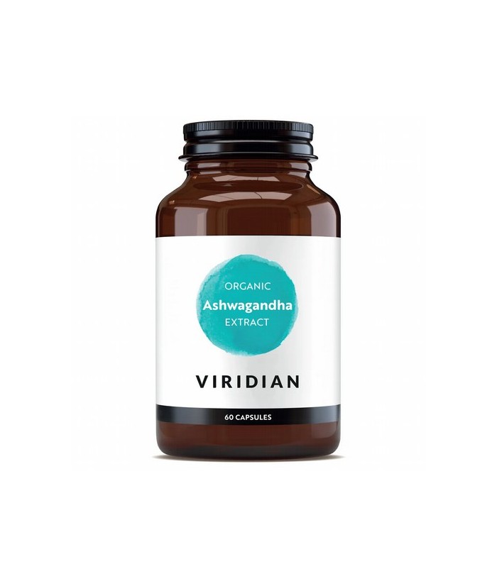 La ashwagandha orgánica de primera calidad de Viridian se cultiva en la India y es un extracto de alta potencia y espectro comp