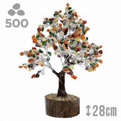 Árbol compuesto de 500 piedrecitas chip en mineral mixto.

Base de madera.

Para la cultura asiática simboliza la vida, la 