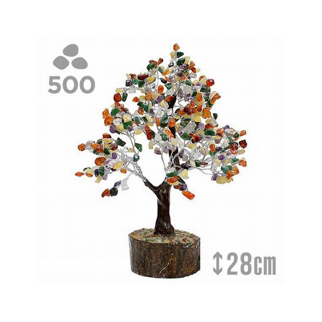 Árbol compuesto de 500 piedrecitas chip en mineral mixto.

Base de madera.

Para la cultura asiática simboliza la vida, la 
