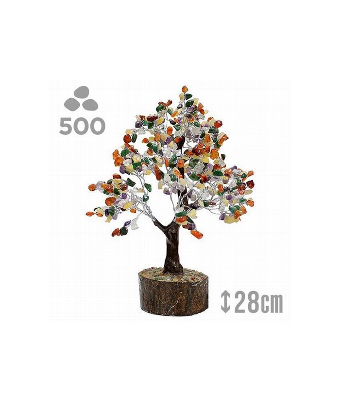 Árbol compuesto de 500 piedrecitas chip en mineral mixto.

Base de madera.

Para la cultura asiática simboliza la vida, la 