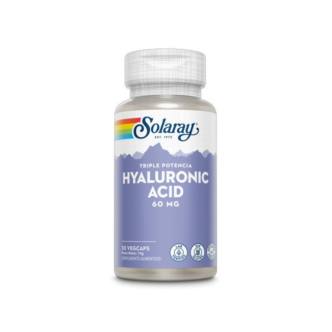 Hyaluronic Acid-30 VegCaps con protección entérica.Sin gluten.
Contenido medio (por VegCap)
Vitamina C (ácido ascórbico)

1
