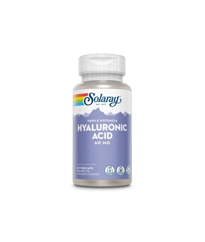 Hyaluronic Acid-30 VegCaps con protección entérica.Sin gluten.
Contenido medio (por VegCap)
Vitamina C (ácido ascórbico)

1