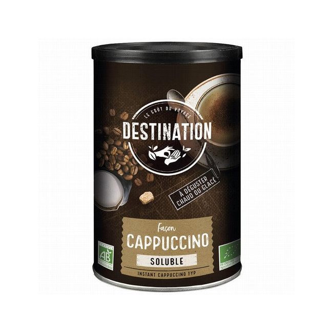 
CAPUCHINO SOLUBLE BIO, 200 g
Ref. 609054

Ingredientes: leche desnatada en polvo* 40% azúcar de caña*, café soluble* 16%, 