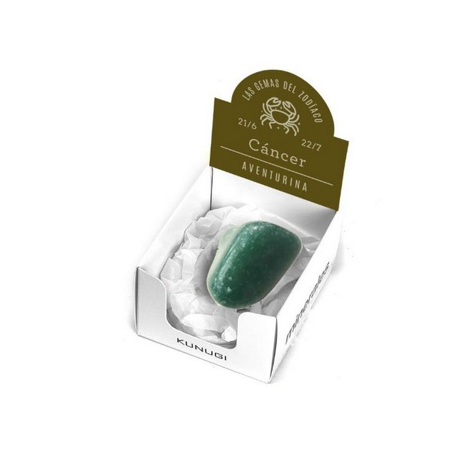 Caja que contiene gema de Aventurina de 3-4 cm aprox.

El signo del zodíaco que representa la Aventurina es Cáncer.

Medida
