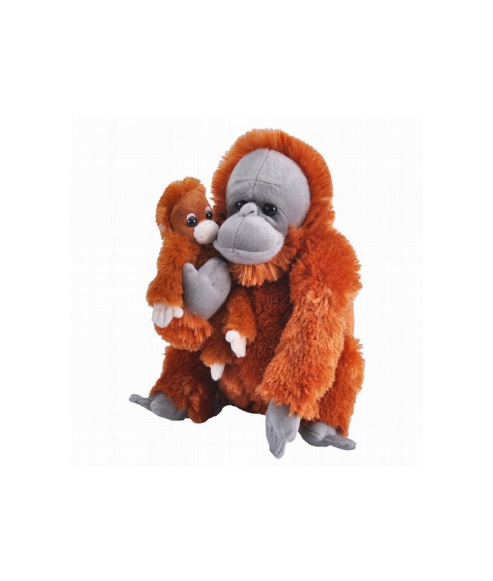 Déjate seducir por el mundo invernal con la mamá y el bebé ORANGUTAN de Wild Republic. Este adorable peluche captura el encanto