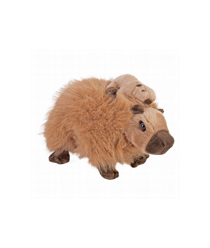 El peluche Wild Republic Mom & Baby Capybara celebra el dulce vínculo entre padres e hijos en una pose adorable, perfecta para 