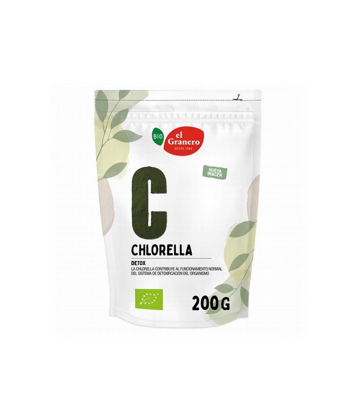 Ingredientes: chlorella alga en polvo* (Chlorella vulgaris). Contiene sulfitos. Puede contener gluten, soja, sésamo y frutos de