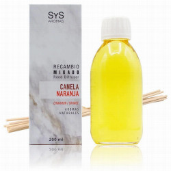 Nuestro Recambio Mikado Canela-Naranja 200 ml + Palos de la Colección Mármol de SYS Aromas combina la frescura de los cítricos 