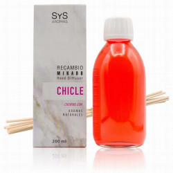 Nuestro Recambio Mikado Chicle 200 ml + Palos de la Colección Mármol de SYS Aromas llena cualquier estancia de una fragancia di