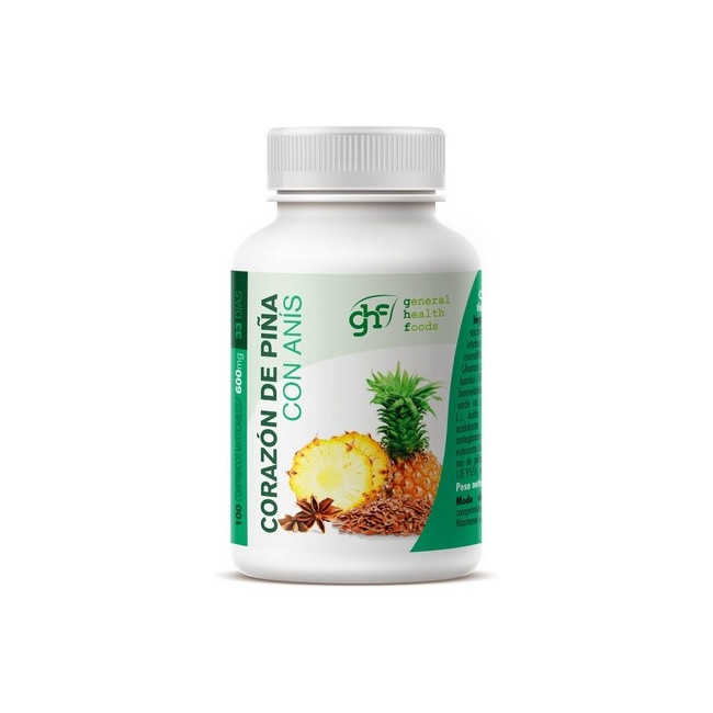 Corazón de piña con anís confort digestivo de GHF es un complemento alimenticio que contiene bromelina o bromelaína, una sustan