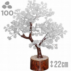 Árbol compuesto de 100 piedrecitas chip en  cristal de roca.

Base de madera.

Para la cultura asiática simboliza la vida, 