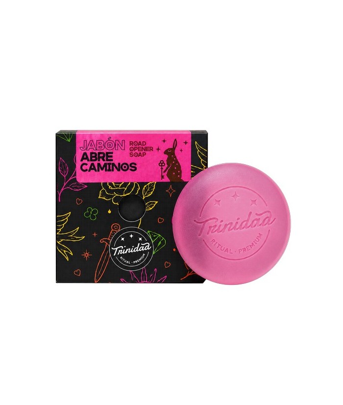 Jabón facial artesanal elaborado con base de glicerina y esencia Abrecaminos de Trinidad, ideal para una limpieza diaria suave,