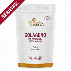 Colágeno con Magnesio + Vitamina C 350 gramos. Sabor fresa. Regenerador de tejidos a base de colágeno hidrolizado de tipo I y I