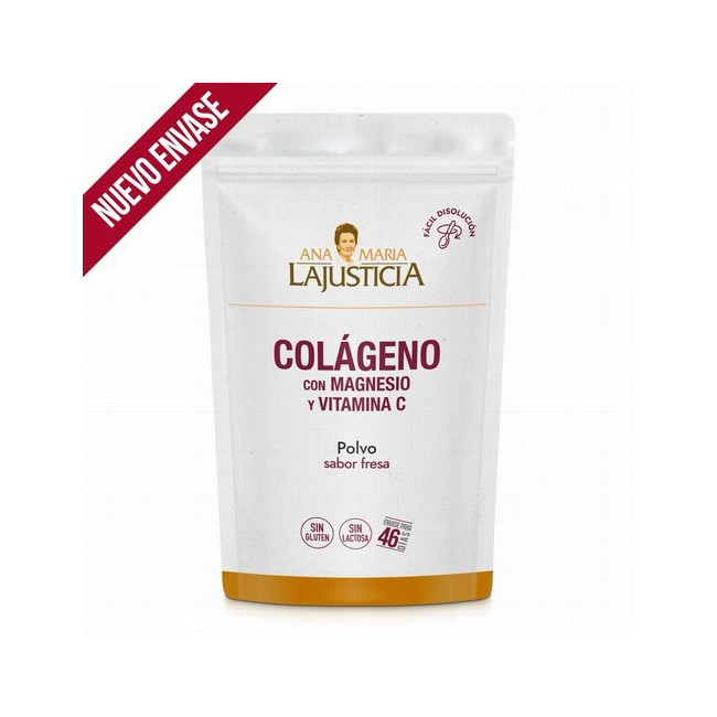 Colágeno con Magnesio + Vitamina C 350 gramos. Sabor fresa. Regenerador de tejidos a base de colágeno hidrolizado de tipo I y I
