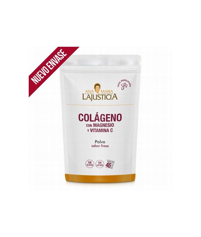 Colágeno con Magnesio + Vitamina C 350 gramos. Sabor fresa. Regenerador de tejidos a base de colágeno hidrolizado de tipo I y I