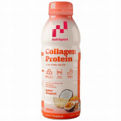 Protein Collagen Tropical 500 ml. de Nutrisport es una bebida refrescante con 21 g de colágeno hidrolizado, 20 g de proteínas y