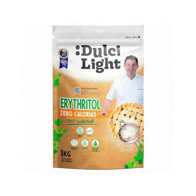 El Eritritol de Dulcilight es un edulcorante natural extraído de frutas y alimentos fermentados que ofrece el dulzor del azúcar