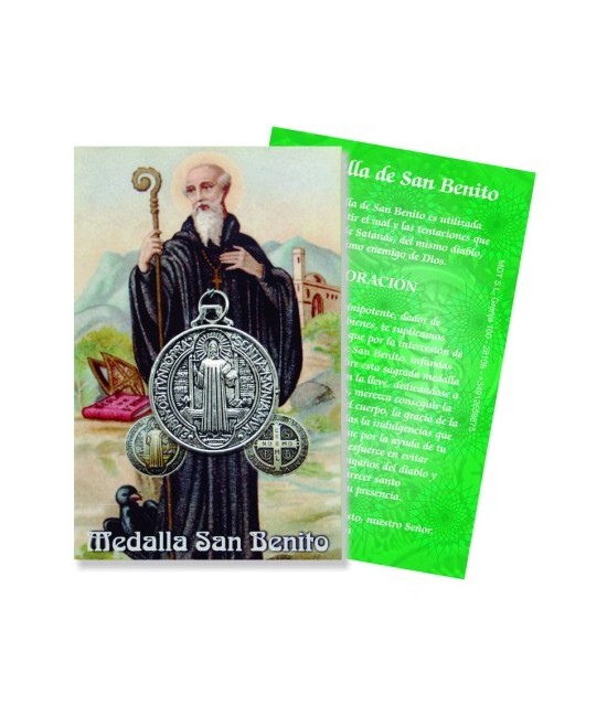 AMULETO San Benito Este amuleto reproduce fielmente las antiguas medallas de San Benito donde aparece, rodeando la figura del s