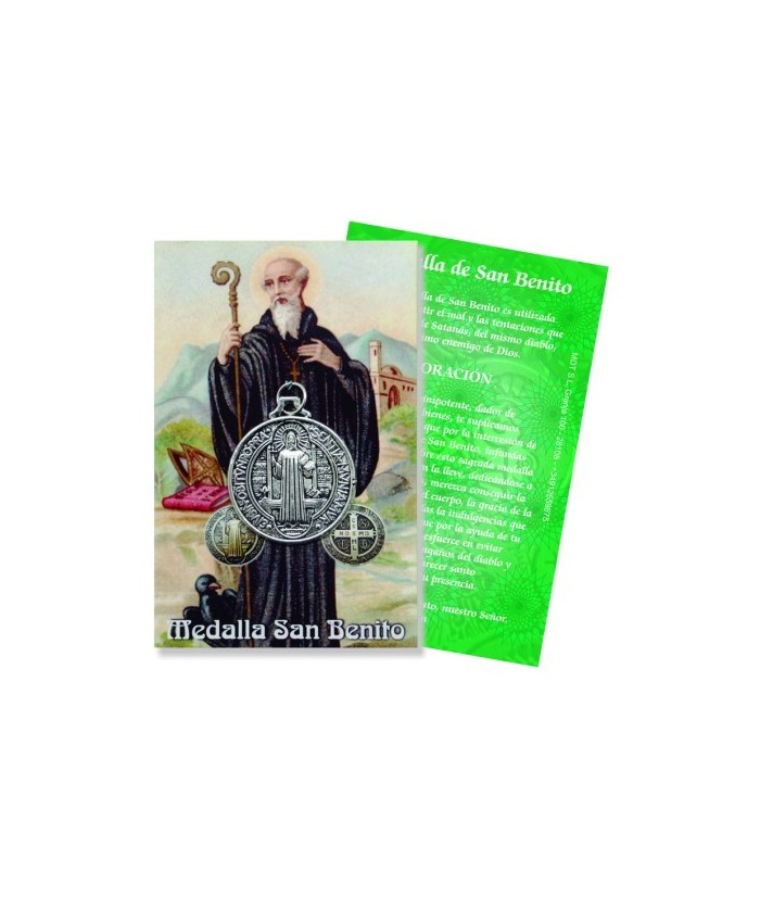 AMULETO San Benito Este amuleto reproduce fielmente las antiguas medallas de San Benito donde aparece, rodeando la figura del s