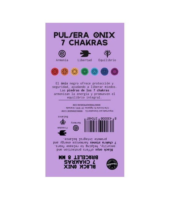 TRI.PULSERA ONIX CHAKRAS 8 MM.